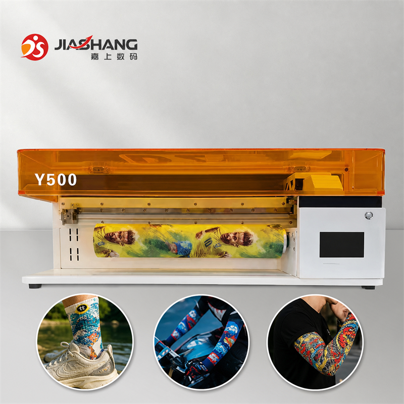 DY2 sleeve printing machine with custom sock and sleeve printing examples